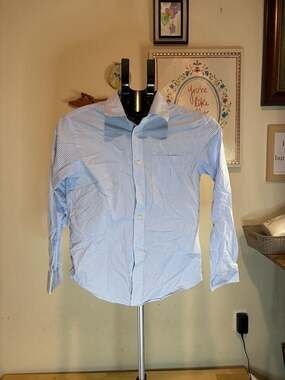 Cat & Jack Boys' Blue Gingham Long Sleeve Button-Down Dress Shirt Size L (10/12)